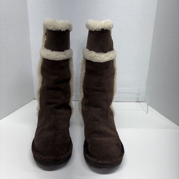 Michael Kors Women’s Winter Tall Winter Suede Boots Walnut Size 8 - Picture 3 of 9